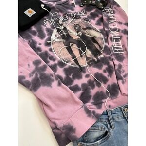 Fleetwood Mac Rumours Tie Dye Sweatshirt Pink Black GraphicWomens L